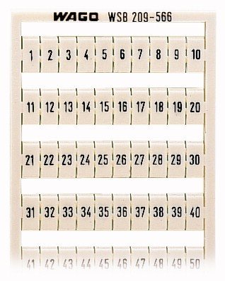 Wago TERMINAL BLOCK MARKER HORZNTL, 1-50 (X2), WIDTH 5 - 17.5 MM 209-566