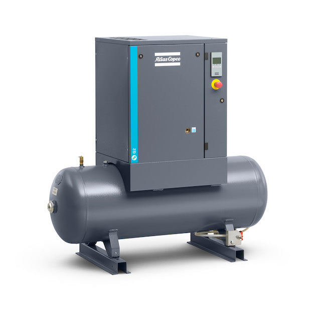 Atlas Copco 20 HP Rotary Screw Air Compressors, 82 CFM, 125 PSI, Fixed Speed, 132 Gallon, Three Phase, tri-volt