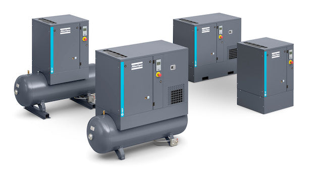 Atlas Copco 20 HP Rotary Screw Air Compressors, 82 CFM, 125 PSI, Fixed Speed, 132 Gallon, Three Phase, tri-volt