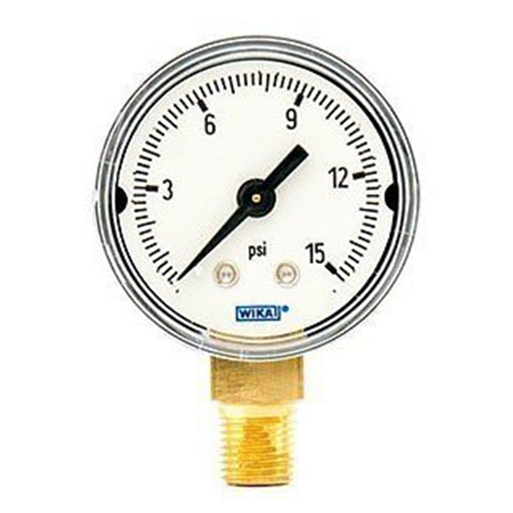 Wika 4252919 2" 111.10 15 PSI Bourdon Tube Pressure Gauge Dry ABS Case
