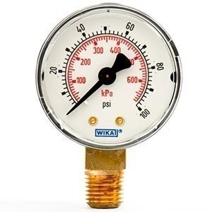Wika 8990357 2" 111.10 100 PSI/KPA Bourdon Tube Pressure Gauge Dry ABS Case