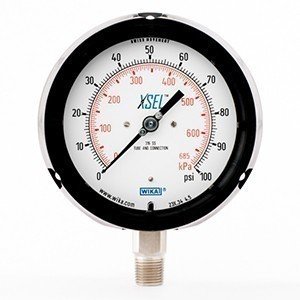 Wika 9837760 4.5" 232.34 100 PSI/KPA XSEL Process Bourdon Tube Gauge Dry Black Pocan Case