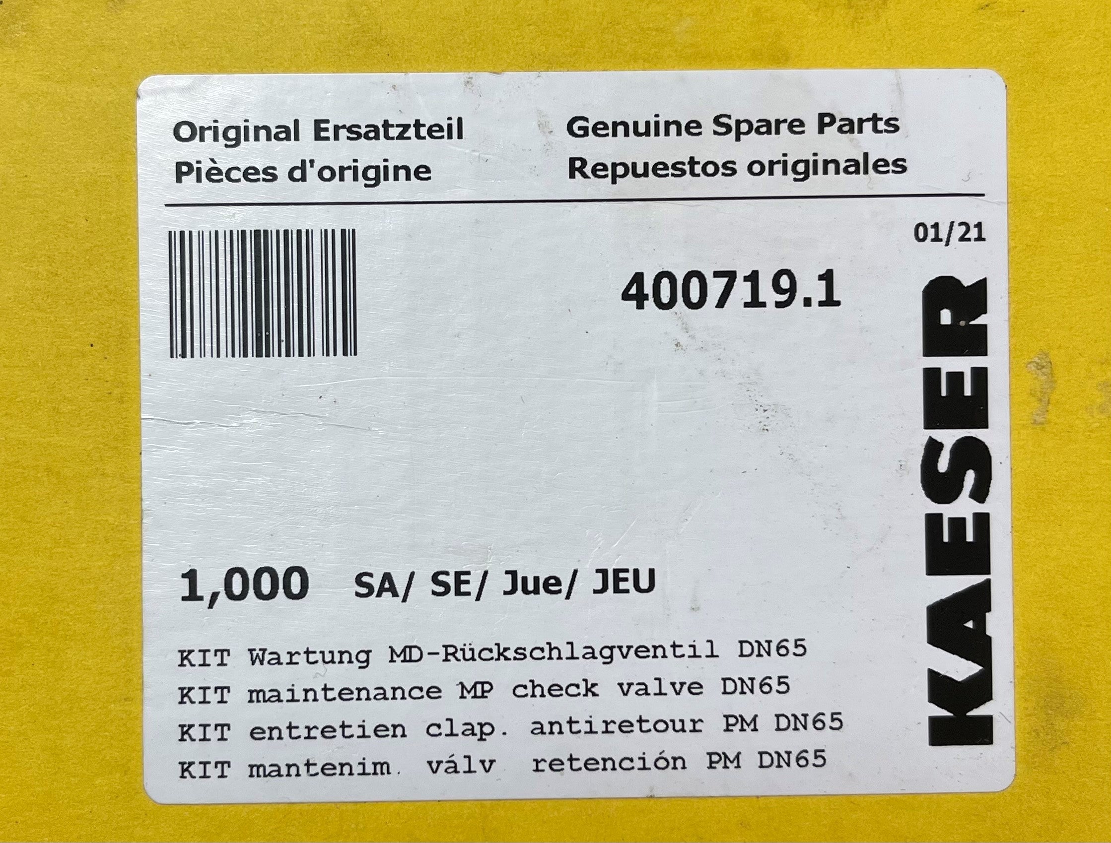 MIN. PRESS. CHK. VALVE KIT